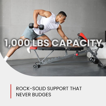 Ultimate All-in-One Multi-Functional Weight Bench for Total Body Workout – Hyper Back Extension, Roman Chair, Adjustable Ab Sit-Up, Incline/Decline, and Flat Bench