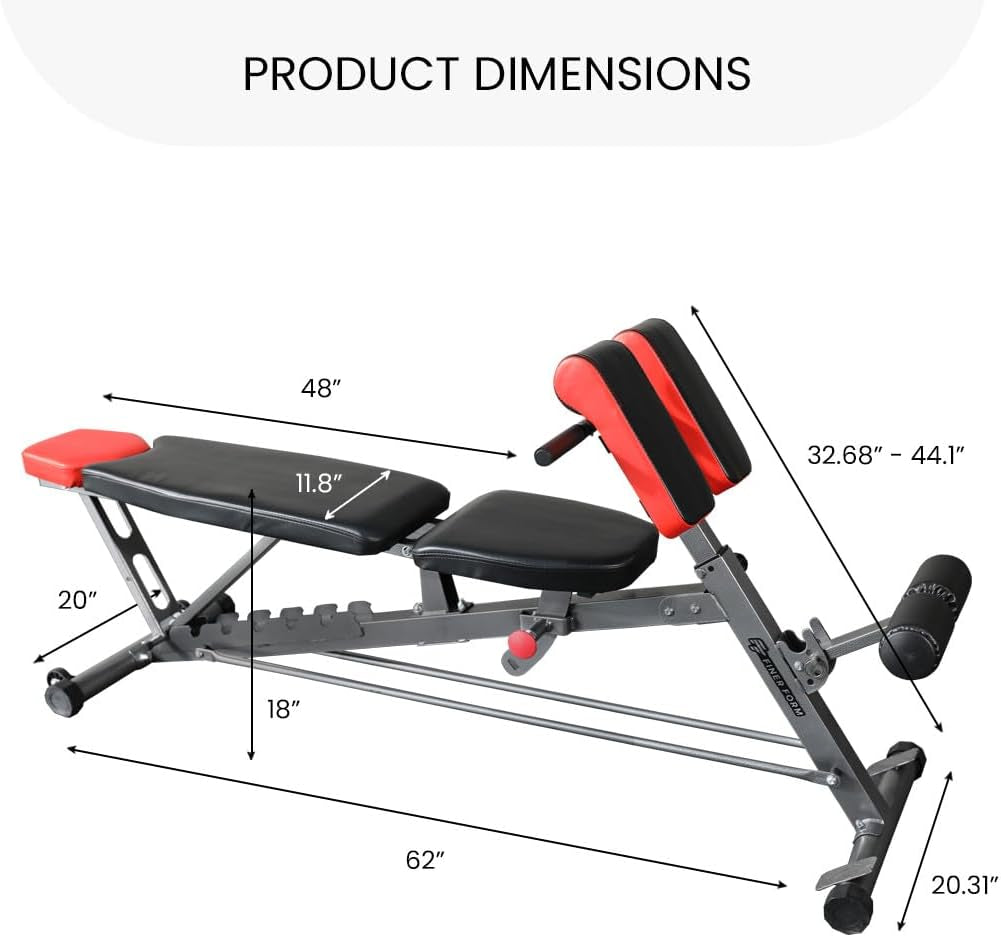 Ultimate All-in-One Multi-Functional Weight Bench for Total Body Workout – Hyper Back Extension, Roman Chair, Adjustable Ab Sit-Up, Incline/Decline, and Flat Bench
