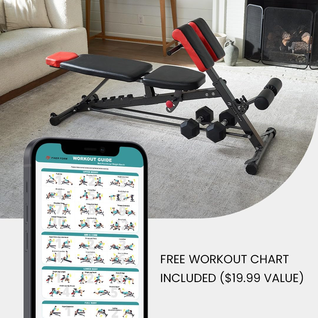 Ultimate All-in-One Multi-Functional Weight Bench for Total Body Workout – Hyper Back Extension, Roman Chair, Adjustable Ab Sit-Up, Incline/Decline, and Flat Bench