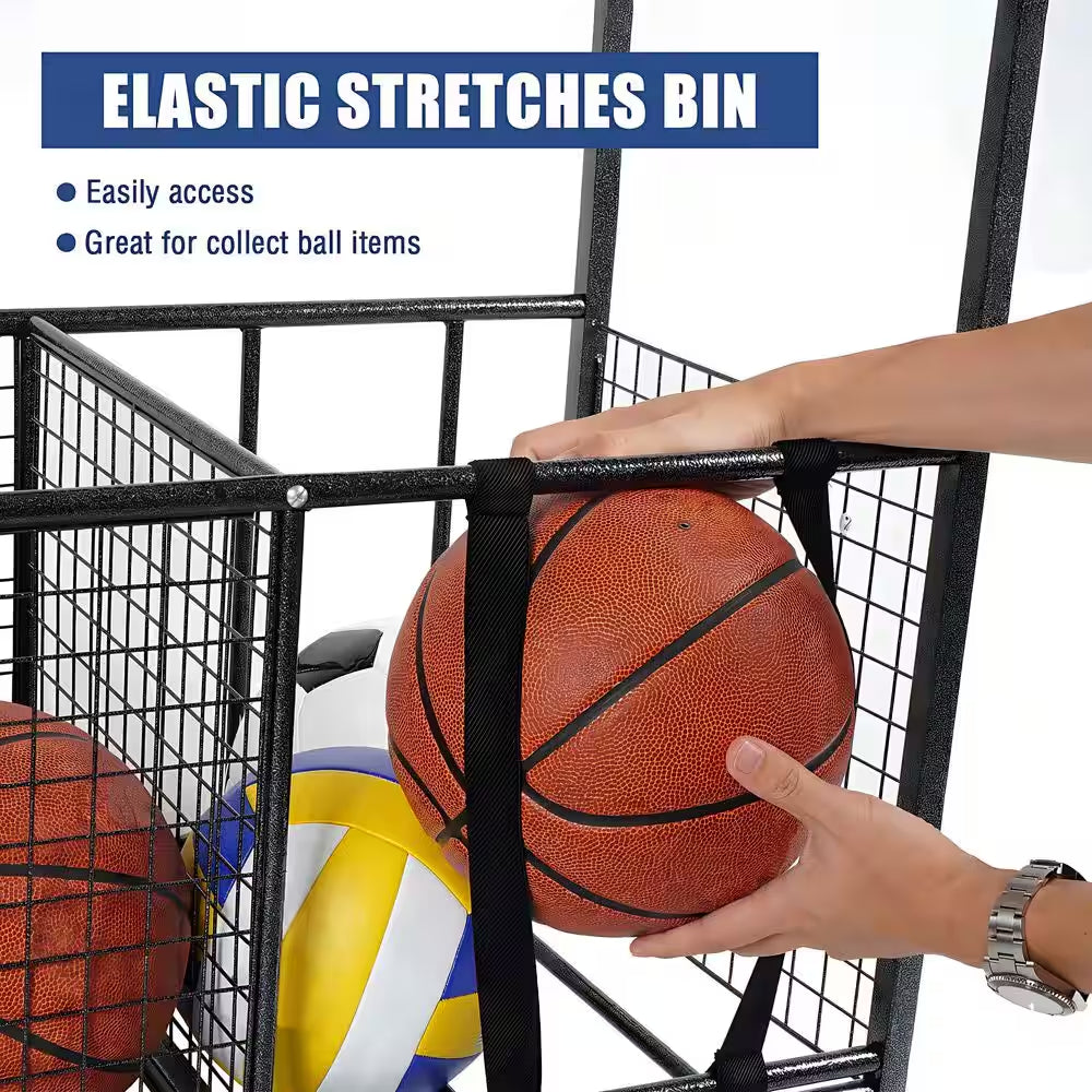 154 Lbs. Weight Capacity Sports Organizers Rack with Wheels for Garage