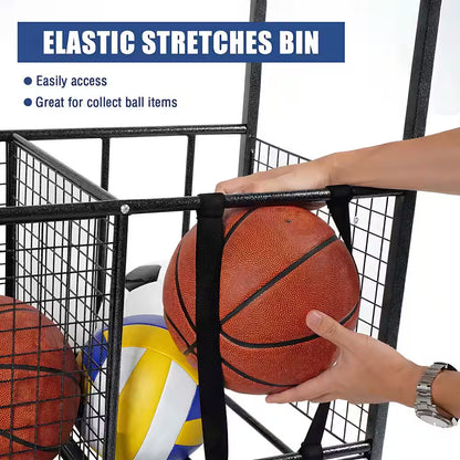 154 Lbs. Weight Capacity Sports Organizers Rack with Wheels for Garage