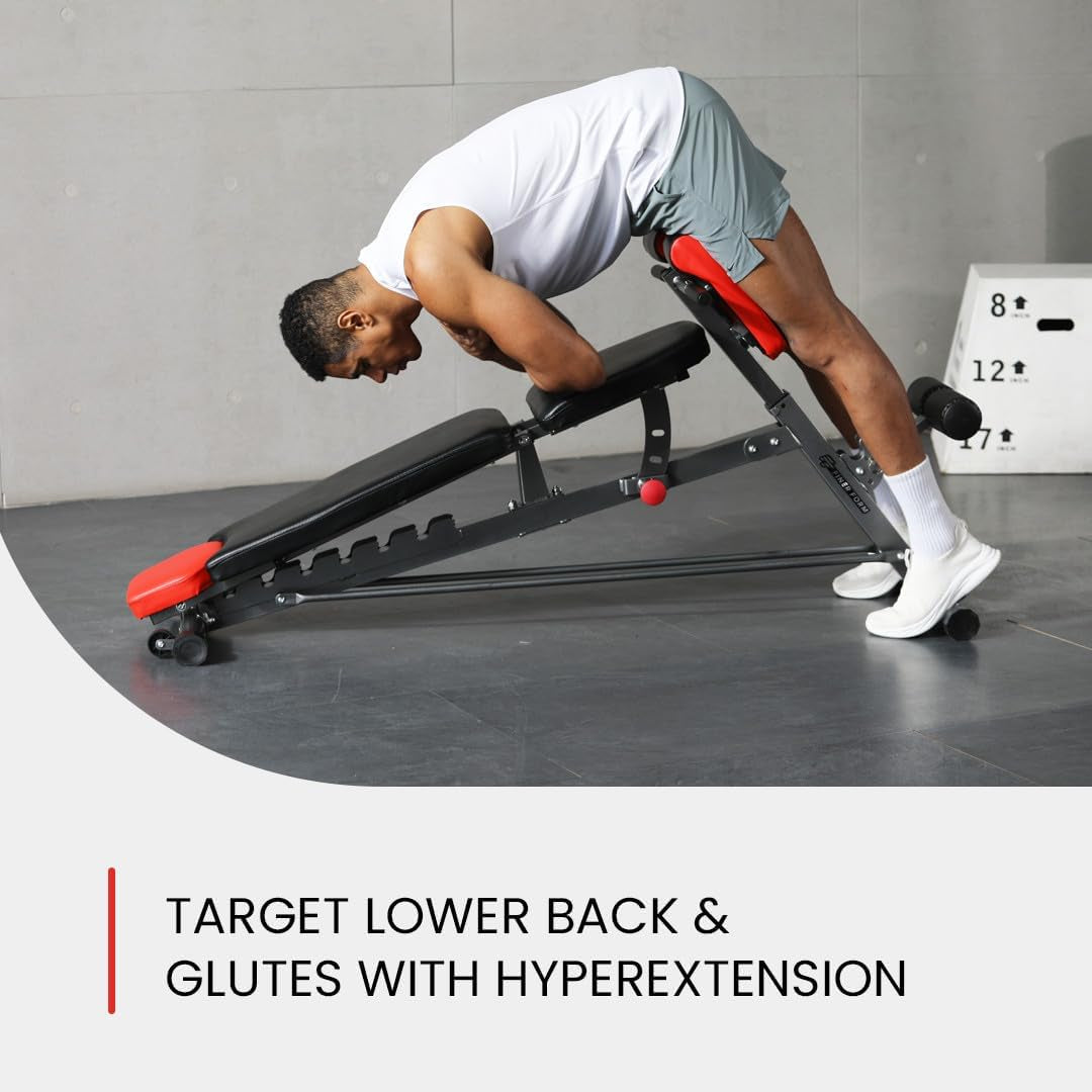 Ultimate All-in-One Multi-Functional Weight Bench for Total Body Workout – Hyper Back Extension, Roman Chair, Adjustable Ab Sit-Up, Incline/Decline, and Flat Bench