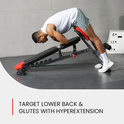 Ultimate All-in-One Multi-Functional Weight Bench for Total Body Workout – Hyper Back Extension, Roman Chair, Adjustable Ab Sit-Up, Incline/Decline, and Flat Bench
